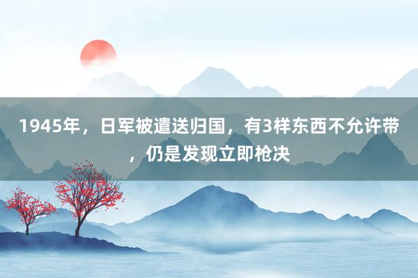 1945年，日军被遣送归国，有3样东西不允许带，仍是发现立即枪决