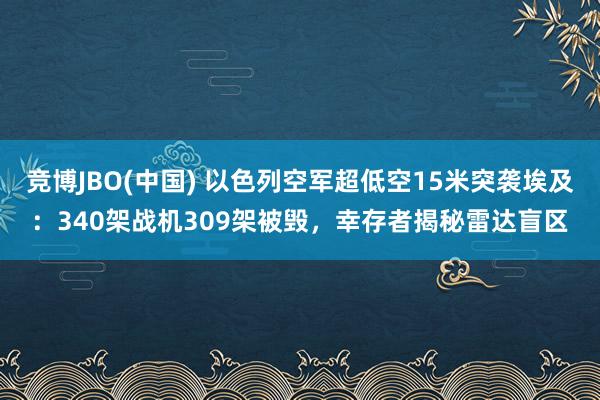 竞博JBO(中国) 以色列空军超低空15米突袭埃及：340架战机309架被毁，幸存者揭秘雷达盲区