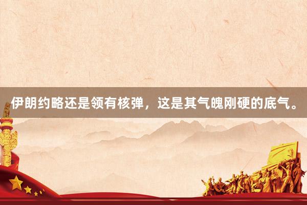 伊朗约略还是领有核弹，这是其气魄刚硬的底气。