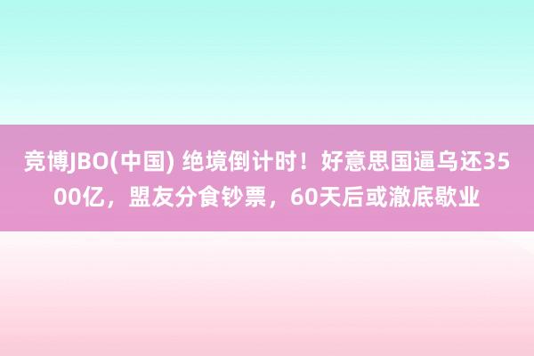 竞博JBO(中国) 绝境倒计时！好意思国逼乌还3500亿，盟友分食钞票，60天后或澈底歇业