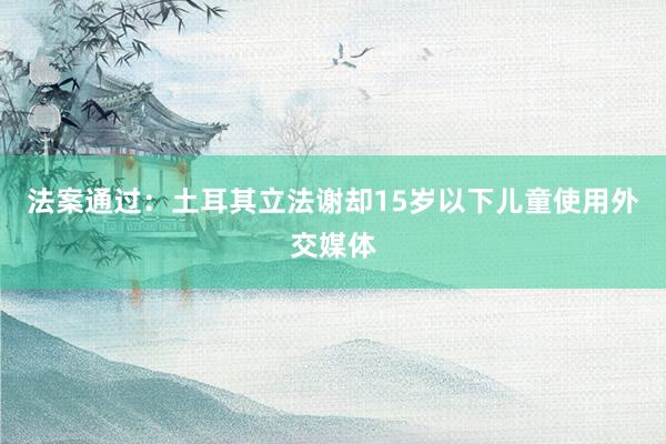 法案通过：土耳其立法谢却15岁以下儿童使用外交媒体