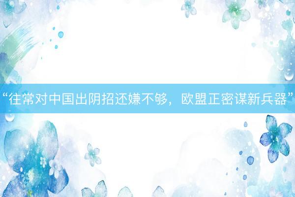“往常对中国出阴招还嫌不够，欧盟正密谋新兵器”